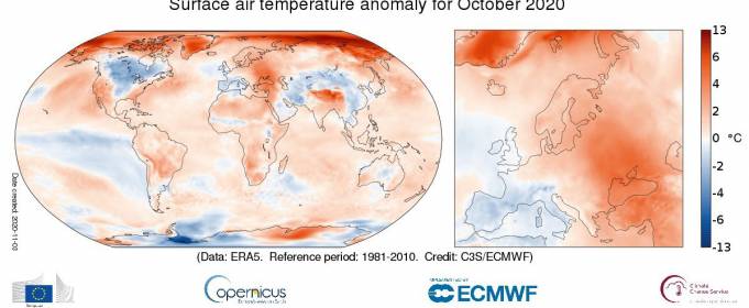 Октябрь 2020 года оказался самым жарким для Европы за всю историю наблюдений Октябрь 2020 года оказался самым жарким для Европы за всю историю наблюдений